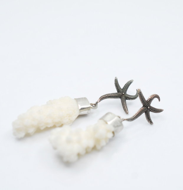 Cercei din argint 925, coral natural