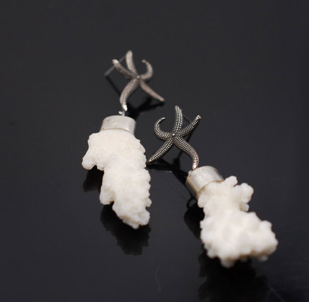 Cercei din argint 925, coral natural