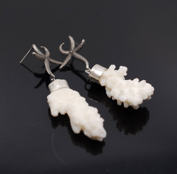 Cercei din argint 925, coral natural