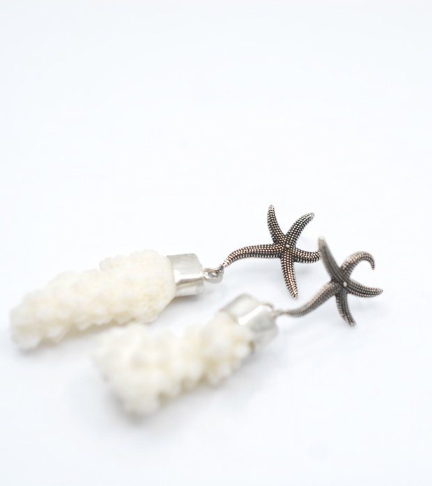 Cercei din argint 925, coral natural