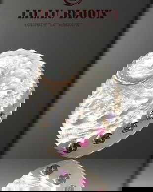 Cercei Scoica cu cristale, montati pe argint 925