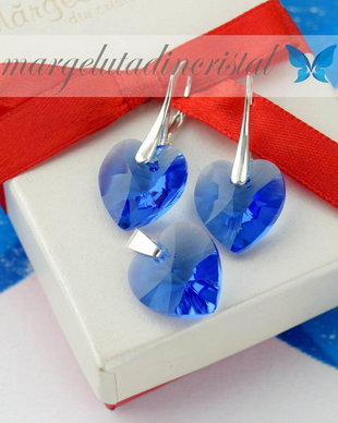 Set Swarovski - Sapphire Heart / Argint 925