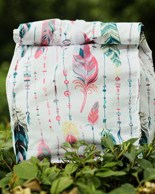 Lunchbag lavabil - gentuță pt prânz - pene chic