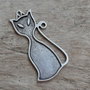 Pandantiv zamac argintat, pisica - 80x40 mm