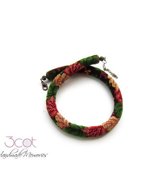 Colier handmade,crosetat cu margele de nisip - Toamna