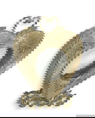 Felinar in forma de inima  din alama masiva antichizata