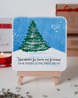 Tablouas Craciun pictat manual personalizat cu mesaj