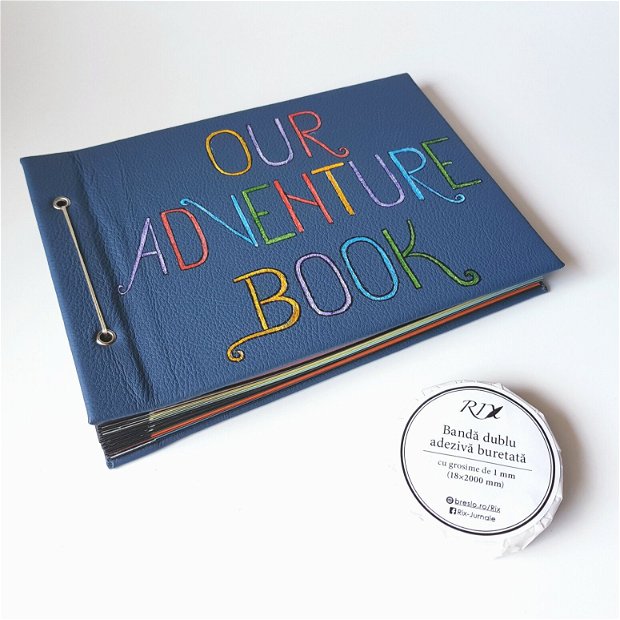 Album Foto - Our Adventure Book - cu coperta din piele albastră
