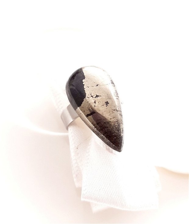 REZERVAT inel reglabil din oțel cu piatră apache-gold