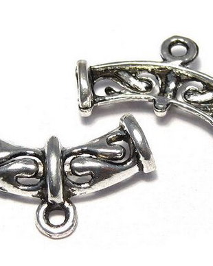 Margele din metal cu agatatoare, argintiu antichizat, 23x14x6 mm