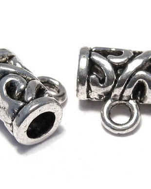 Margele din metal cu agatatoare, argintiu antichizat, 11x7x7 mm