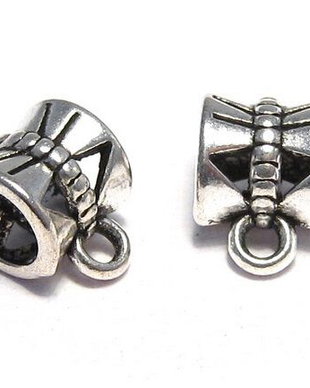 Margele din metal cu agatatoare, argintiu antichizat, 9x6x6 mm