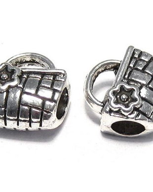 Margele din metal cu agatatoare, argintiu antichizat, 13x13x8 mm