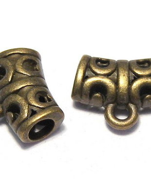Margele din metal cu agatatoare, bronz, 10x12x4.5 mm