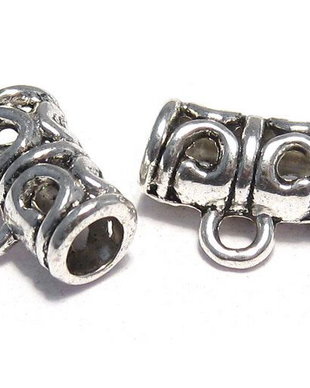 Margele din metal cu agatatoare, argintiu antichizat, 10x12x4.5 mm