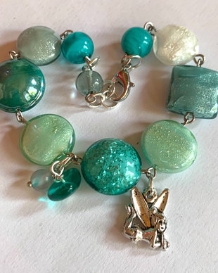 EMERALD FAIRY-murano,argint tibetan