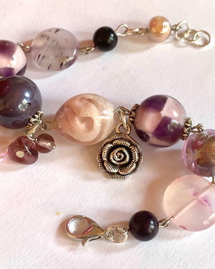 SWEET AS A ROSE-murano,agate,argint tibetan
