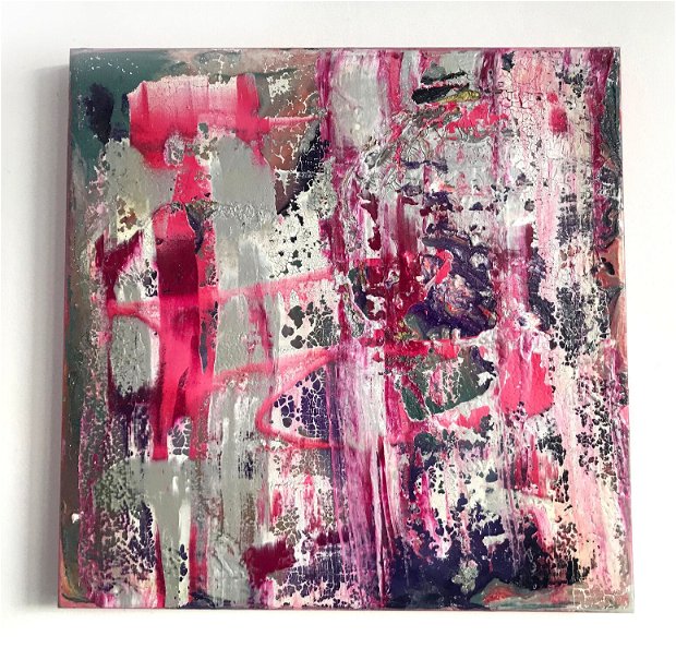 Tablou abstract " Pink" in culori acrilice vibrante