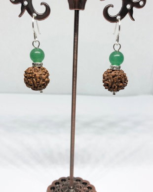 Cercei rudraksha si aventurin verde