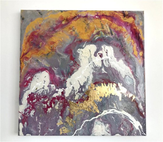 Tablou abstract " Semiprecious stone" in culori acrilice vibrante