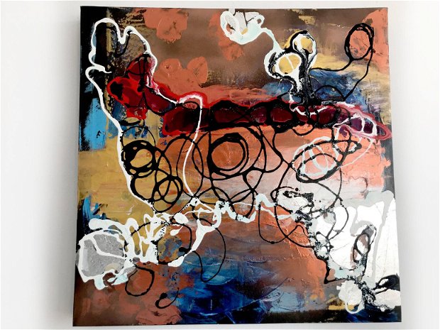 Tablou abstract " Round lines" in culori acrilice vibrante