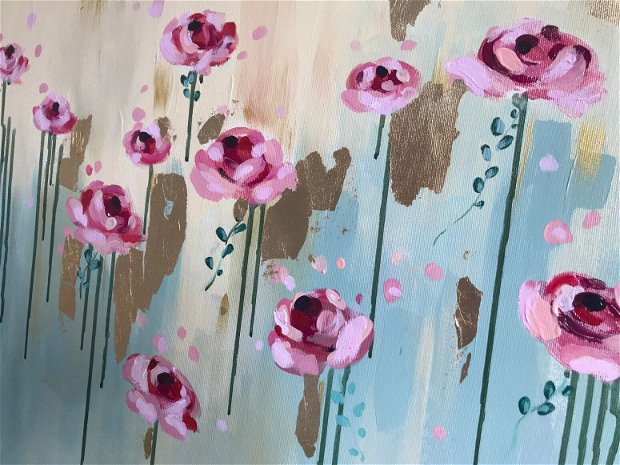 Tablou " Camp de trandafiri"・Culori vibrante în artă・Flori în arta modernă・Arta florală contemporană