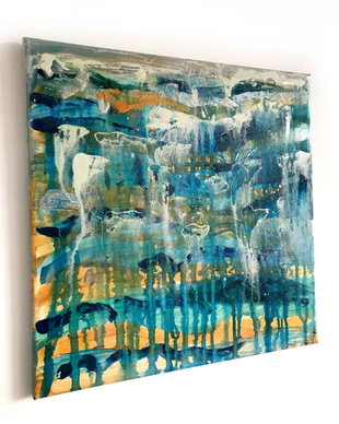 Tablou " Happy colors "・Tablou abstract in nuante de albastru・Tablou colorat