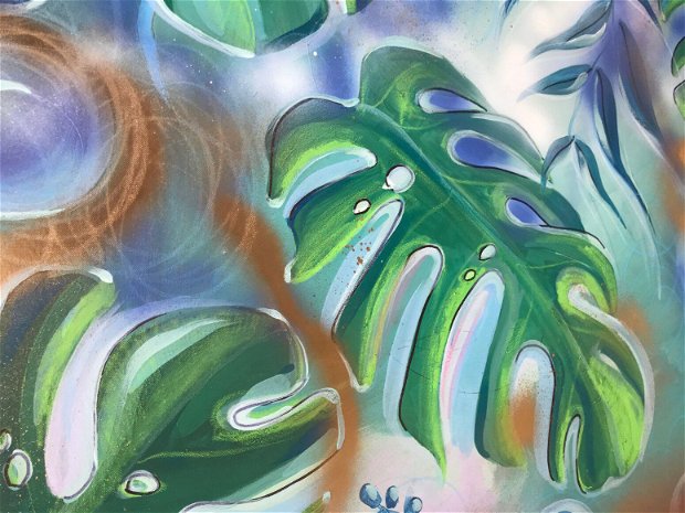 Tablou " Botanical Art ", Tablou abstract, Tablou pictat manual in culori acrilice