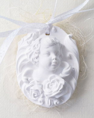 Medalion ingeras alb・Glob brad Craciun・Glob ingeras・Decoratiune brad de Craciun