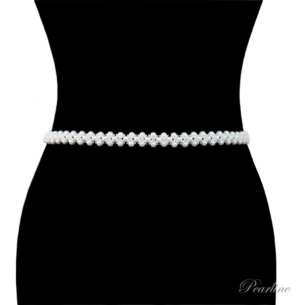 Brau mireasa handmade elegant din perle impletite