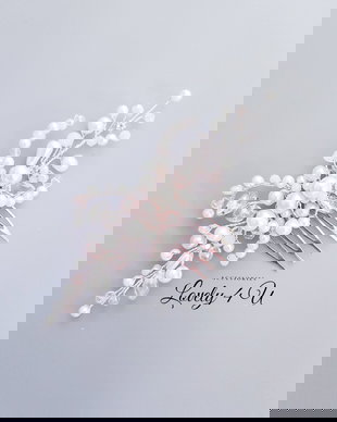 Accesoriu pentru par elegant - Romelia , Accesoriu cu perle și cristale