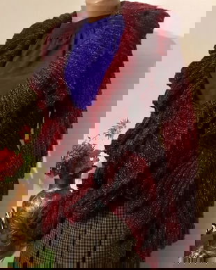 Pulover cu aspect spectaculos, culoare bordo in degrade cu negru