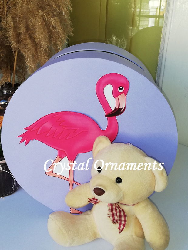 Cutie de dar botez, flamingo