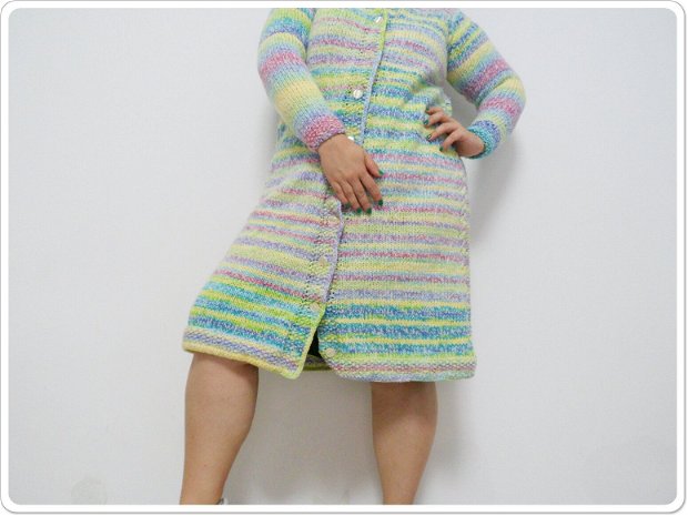 Pardesiu tricotat manual unicat Oversized