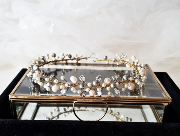 JASMINE-  Coronița cu perle swarovsky și strasuri