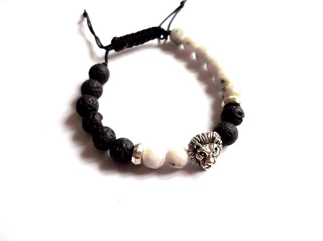 bratara unisex cu roca vulcanica si agate 36609