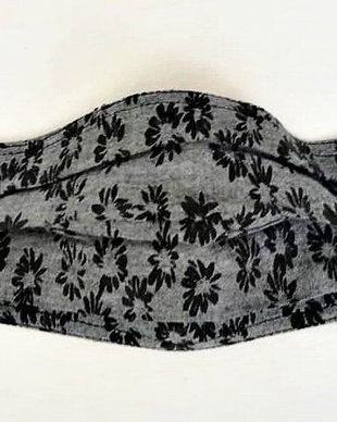 masca textila ( gri cu floricele negre )