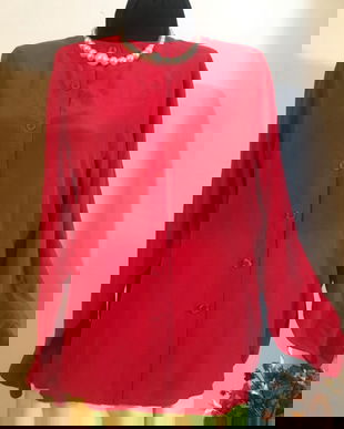 Bluza mătase naturala , roșu clasic