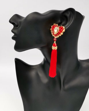 Vândut Cercei  Little Red Hearts din COLECTIA MEA DE CATIFEA