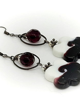Cercei floare lampwork