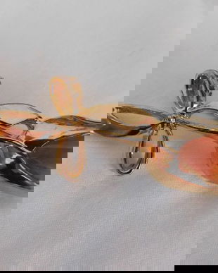 BROSA VINTAGE FRANTA , MASIVA , PLACATA CU AUR , PIETRE SEMIPRETIOASE