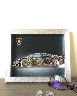 Cadouri pentru barbati, Cadouri casa noua, Lamborghini Code M 456-Steampunk Art-Industrial Decor Vintage Car Print