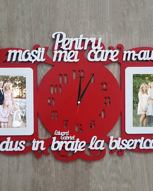 Ceas cu 2 rame foto personalizat mosi