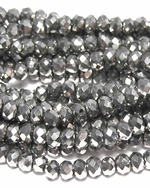 Cristale din sticla, rondelle, 4x3 mm, platina