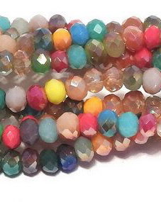 Cristale din sticla, rondelle, opace, 3x2 mm, electroplacate, mixte