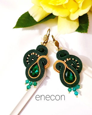 Cercei Soutache EMERALD-GOLD