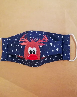 Masca de protectie din bumbac pentru copii cu Ren