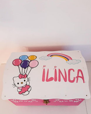 Cufar din lemn Hello Kitty, pictat manual