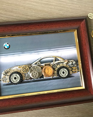 Masina model BMW Cod M 374, Cadouri masini, Cadou personalizat, Tablou steampunk mecanism ceas