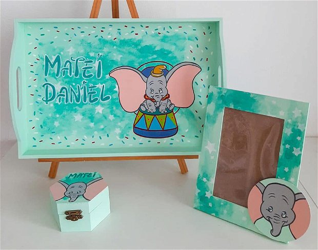 Set tava mot Elefantul Dumbo , pictat manual
